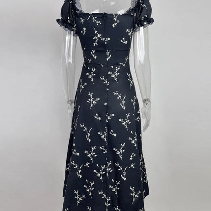 Summer Floral Off Shoulder Puff Sleeve Maxi Dress