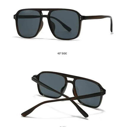 SO&EI Fashion Double Bridges Square Rivets Women Sunglasses Retro Men Gradient Shades UV400 Sun Glasses