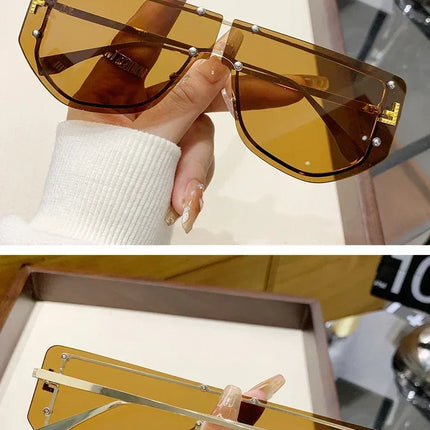 Sunglasses Integrated Frame High-end Frameless New Sunglasses Metal Polygonal Fashion Glasses 90288