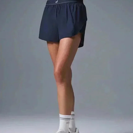 Outdoor Running Anti-Shine Sports Shorts Letter High Waisted Webbing Yoga Fitness Quick Dry Shorts