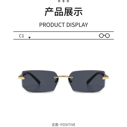 Rimless Sunglasses Rectangle Fashion Popular Women Men Shades Small Square Sun Glasses For Female male Summer Traveling Oculos