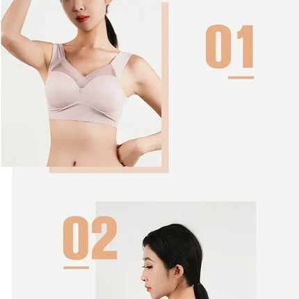 Women's Strappy Push Up Bra Seamless Padded Tops Casual Plus Size Soft Wireless Woman Bras XL-6XL Ice Silk Underwear