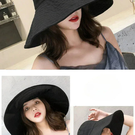 Japanese Sunshade Female Spring and Summer Sunscreen Free To Fold Big Brim Sun Hat Fisherman Hat Cover Face Oversized Hair