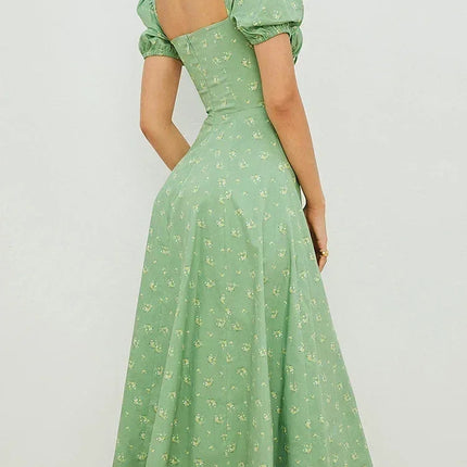 Summer Women Puff Sleeve Floral Printed Dress,Long Dresses,Woman Clothing,Dress Women,Women's Elegant Dresses,Sexy Costume Women
