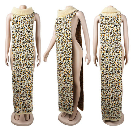Knitted Side Split Sweater Dress Sleeveless Spring Clothes for Women Y2k Outfits Long Maxi Dresses