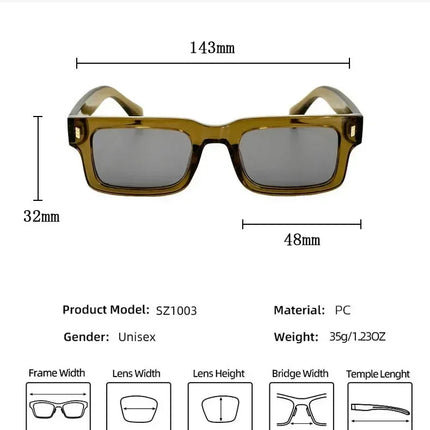 Fashion Sunglasses For Men Vintage Glasses Retro Square Sunglasses Women Trendy And Fashionable Gafas De Sol Hombre Zonnebril