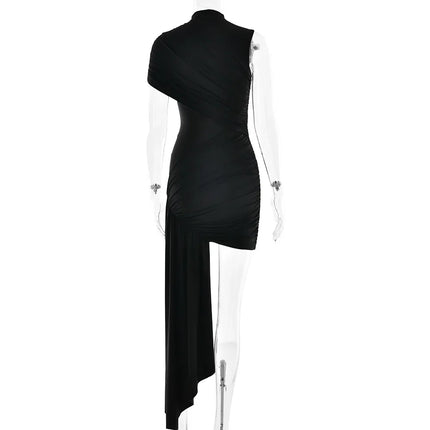 Irregular Pleated Mini Dress | Tassel Hem Streetwear Dress - Femstylo