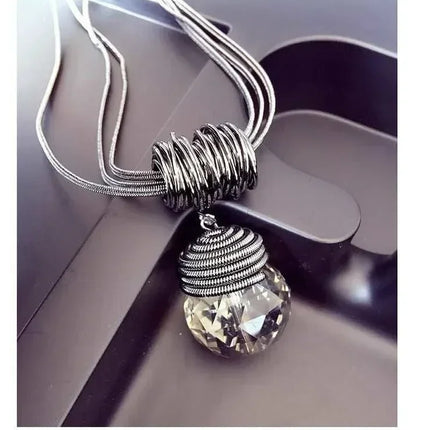 New Arrival Long Necklaces for Women 2024 Fashion Gray Crystal Choker Collier Femme Statement Necklaces & Pendants Accessories