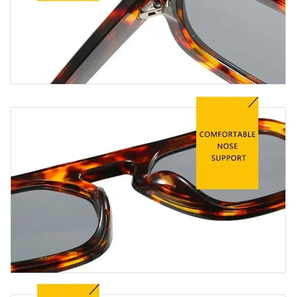 DOHOHDO 2025 Fashion Square Sunglasses Women New Retro Black Brown Thick Frame Pilot Sun Glasses Woman Chic Polygon Shades UV400