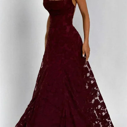 Mozision Spaghetti Strap Backless Sexy Maxi Dress Women Gown Fashion Off-shoulder Sleeveless Lace-up Evening Club Party Dress