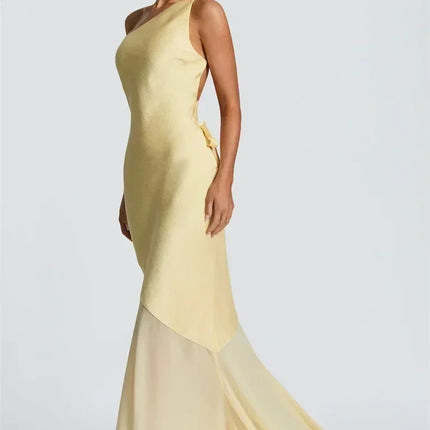 Mozision One Shoulder Backless Sexy Maxi Dress Women Gown Fashion Patchwork Sleeveless Bodycon Club Party Long Dress Elegant