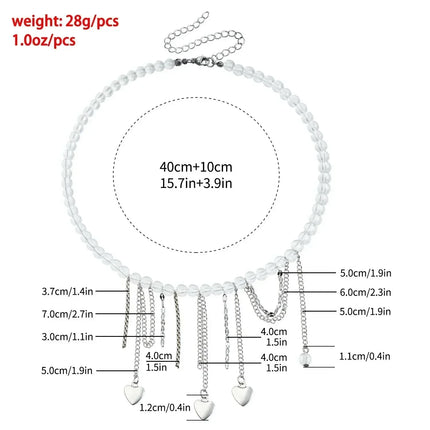 Fashion Heart Beaded Necklace for Women Boho Elegant Irregular Crystal Chain Y2K Choker Exquisite Party Gift Jewelry Accessories