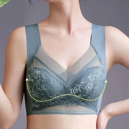 L-5XL Women Large Bra Push Up Ice Silk Seamless upper Bralette Lace Wireless Summer Bras Plus Size Top Lingerie Underwear 15019