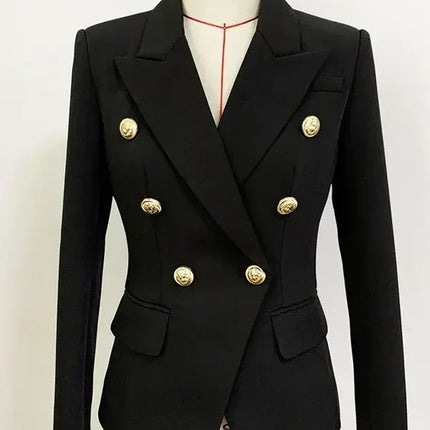 TOP QUALITY New Fashion 2024 Designer Jacket Women's Classic Double Breasted Metal Lion Buttons Blazer Outer Size S-5XL