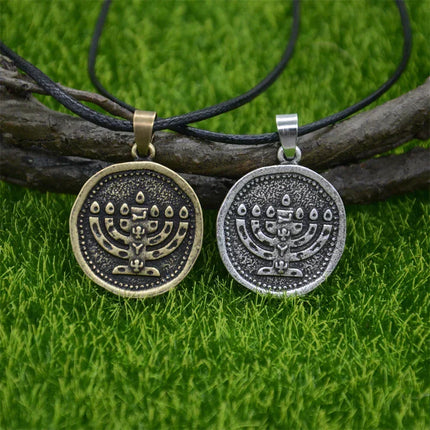 Nostalgia Judaica Menorah Pendant Jewish Jewelry Necklace For Mens Womens Hebrew Israel Faith Lamp Hanukkah Gifts Dropshipping