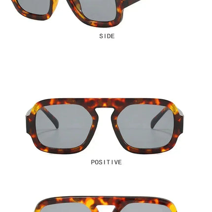 DOHOHDO 2025 Fashion Square Sunglasses Women New Retro Black Brown Thick Frame Pilot Sun Glasses Woman Chic Polygon Shades UV400
