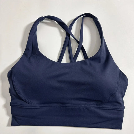 Solid Color Women Cross  Fitness sport Bra soft high strength Tight Top Comprehensive Training Gym Yoga Underwear With Chest Pad
