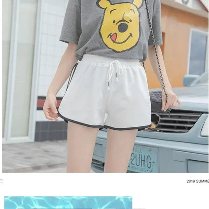 Women Striped Casual Shorts Korean Harajuku Loose All Match Sports Shorts Summer Fashion Simple Yoga Thin Mini Shorts Female
