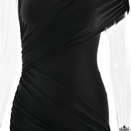 Irregular Pleated Mini Dress | Tassel Hem Streetwear Dress - Femstylo