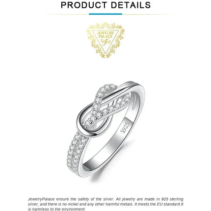 JewelryPalace New Arrival Infinity Love Knot Gemstone 925 Sterling Silver Statement Ring for Woman Fashion Classic Fine Jewelry