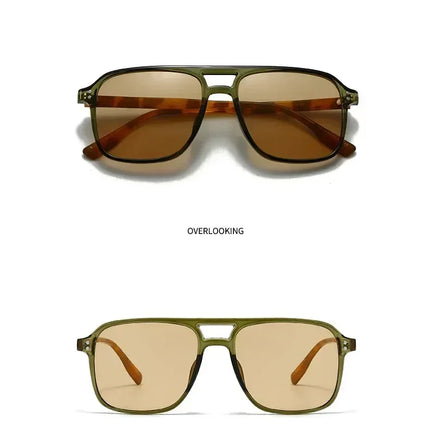 SO&EI Fashion Double Bridges Square Rivets Women Sunglasses Retro Men Gradient Shades UV400 Sun Glasses