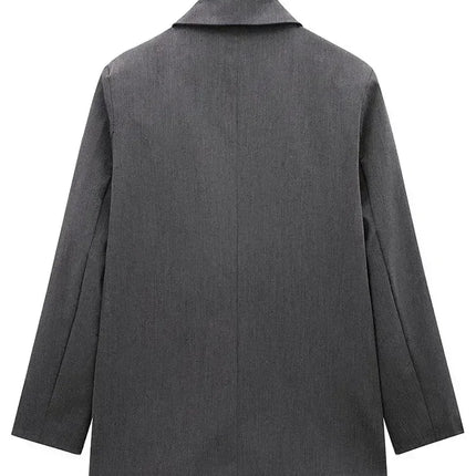 Willshela Women Fashion With Pockets Solid Double Breasted Blazer Vintage Long Sleeves Notched Neck Female Office Lady Outfits