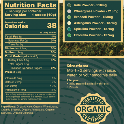 Organic Tropics & Raw Greens Micronutrient Powders