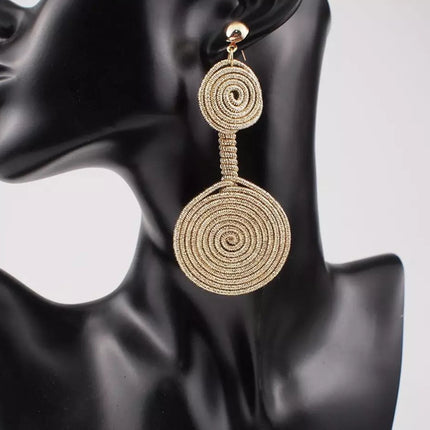 Spiral Wire Wrapping Double Circle Drop Earrings Earrings