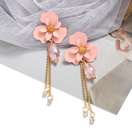 Flower Shaped Strip Drop Earrings