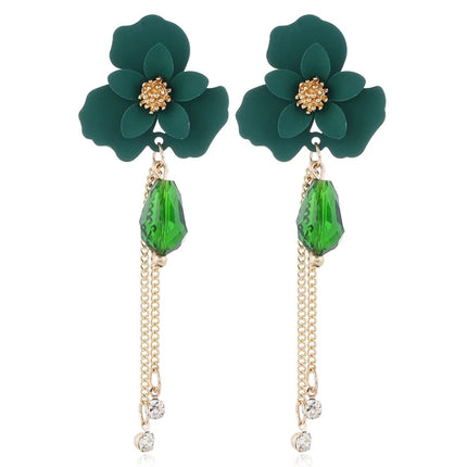 Flower Shaped Strip Drop Earrings