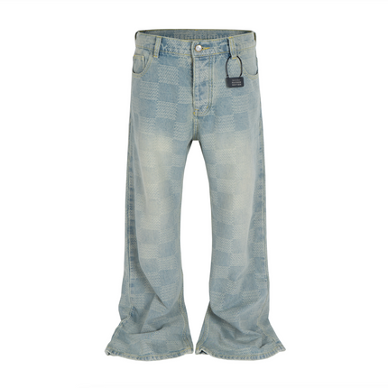 AZUL CHECKERED FLARE DENIM