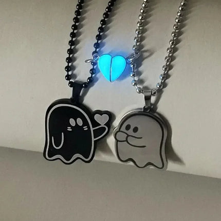 Luminous heart stainless steel simple person to send love couple necklace