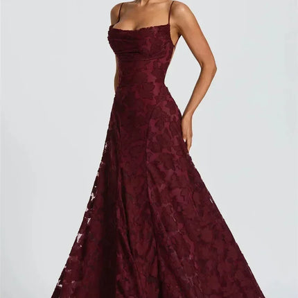 Mozision Spaghetti Strap Backless Sexy Maxi Dress Women Gown Fashion Off-shoulder Sleeveless Lace-up Evening Club Party Dress