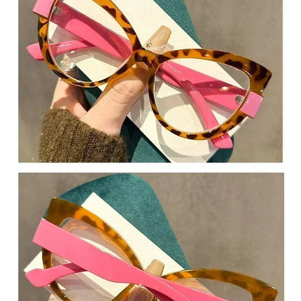 Women Large Cat Eye Reading Glasses Trendy Fashionable Oversized Far Sight Eyeglasses Men Female Anti-blue Plus Diopter Glasses