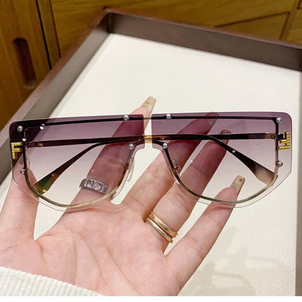 Sunglasses Integrated Frame High-end Frameless New Sunglasses Metal Polygonal Fashion Glasses 90288