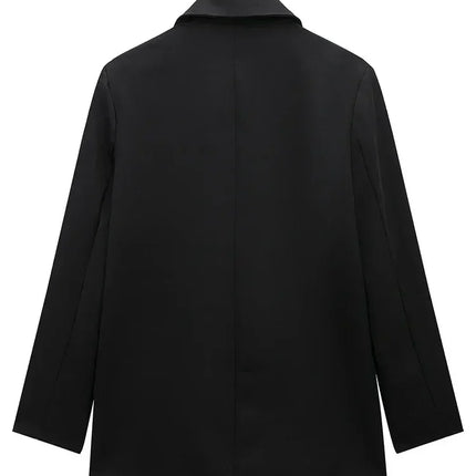 Willshela Women Fashion With Pockets Solid Double Breasted Blazer Vintage Long Sleeves Notched Neck Female Office Lady Outfits