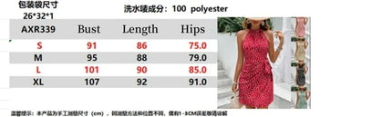 Women's Summer Fashion Hanging Neck Zipper Sleeveless Floral Pleated Short Dress Sexy Off Shoulder Lace-Up Mini Dress Vestidos