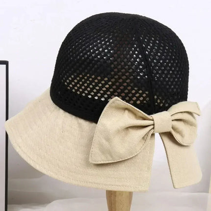 Summer Women Bucket Hat UV Protection Sun Hats Soft Foldable Wide Brim Outdoor Beach Hat Panama Cap Ponytail Cap