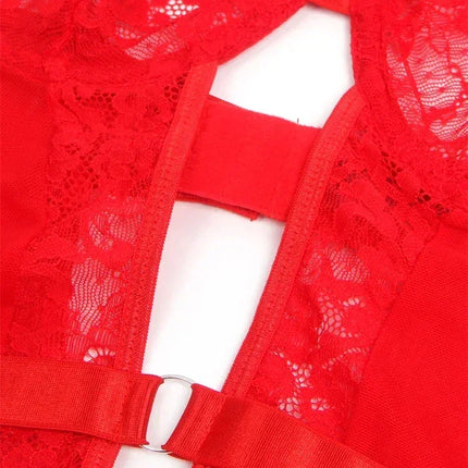 Comeondear Suspenders Women Teddy Leotard Sexy Plus Size Rompers Lingerie Underwire Lace Garter Bodysuits Slim Jumpsuit Pajamas