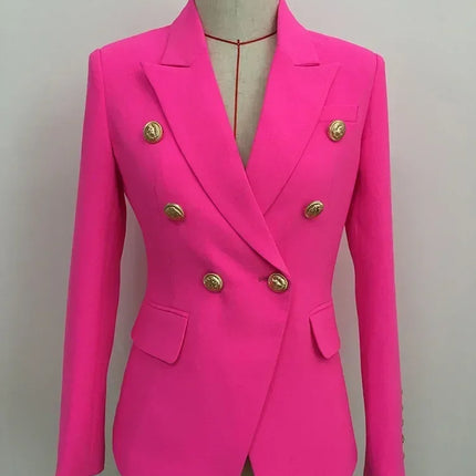 TOP QUALITY New Fashion 2024 Designer Jacket Women's Classic Double Breasted Metal Lion Buttons Blazer Outer Size S-5XL