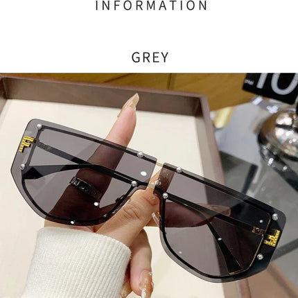 Sunglasses Integrated Frame High-end Frameless New Sunglasses Metal Polygonal Fashion Glasses 90288