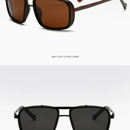 New Sunglasses Punk Sunglasses New Men's Square Uv400 Twin-beam Aviator Sunglasses