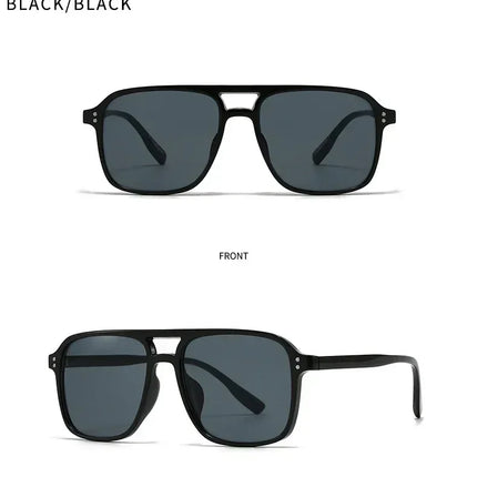 SO&EI Fashion Double Bridges Square Rivets Women Sunglasses Retro Men Gradient Shades UV400 Sun Glasses