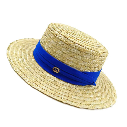 Straw summer hat French elegant ladies seaside travel sun hat Hepburn style wide brim hat  햇빛가리개 모자 모자