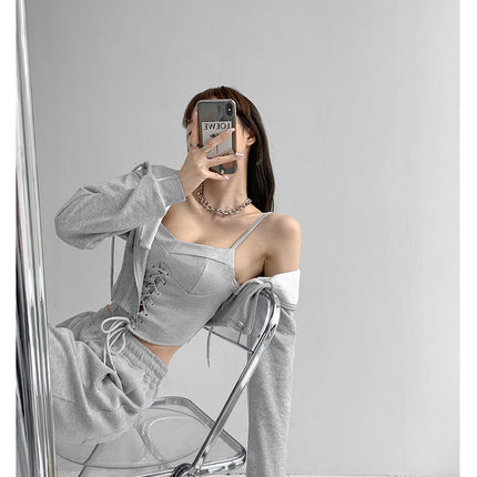 Y2k Tunic Tops Women Design Cross Bandage Camis Chic Slim Sleeveless Crop Top Female