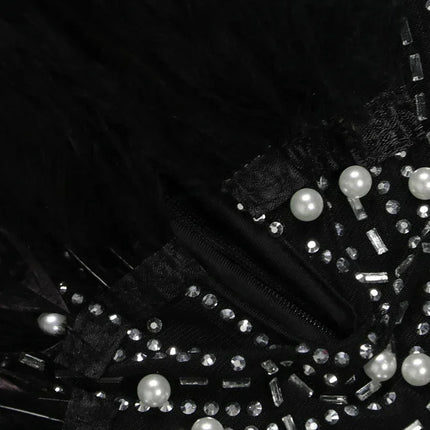 Znaiml Sexy Feathers Rhinestones Backless Diamond Sheer Mesh Bodycon Dresses for Woman Rave Club Birthday Party Night Vestidos