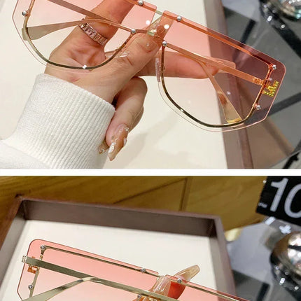 Sunglasses Integrated Frame High-end Frameless New Sunglasses Metal Polygonal Fashion Glasses 90288