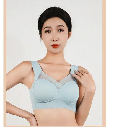1pc Womens Ice Silk Minimizer Bras Large Size Underwear Seamless Lingerie Push Up Sport Thin Cup Sexy Mesh Yarn Bra for Women