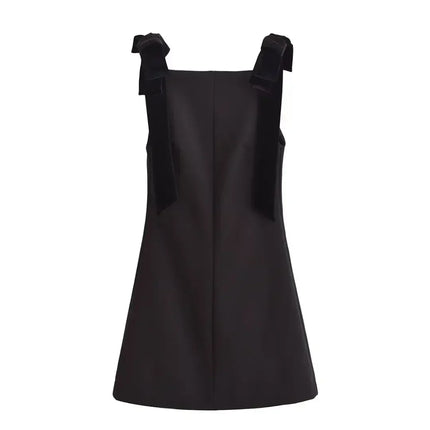 TFMLN Autumn New Women Dress 2024 Slim Chic Sleeveless Dress Bow Casual  Mini Frock Female Fashion Elegant Short Party Dress