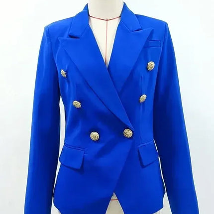 TOP QUALITY New Fashion 2024 Designer Jacket Women's Classic Double Breasted Metal Lion Buttons Blazer Outer Size S-5XL